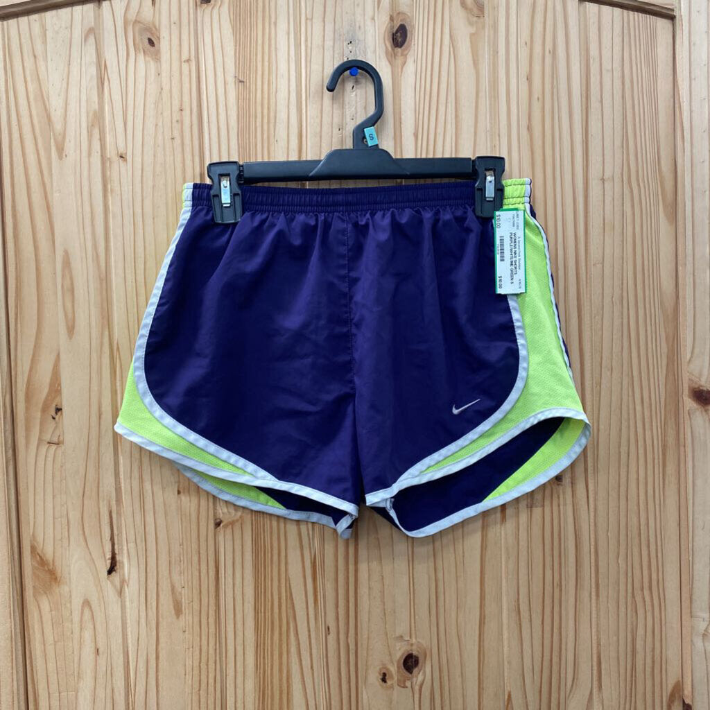 WOMENS NIKE SHORTS PURPLE/WHITE/IME GREEN S