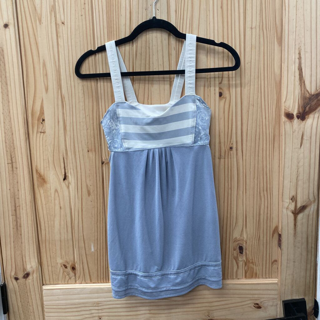 WOMENS LULULEMON GREY/WHITE TANK 6