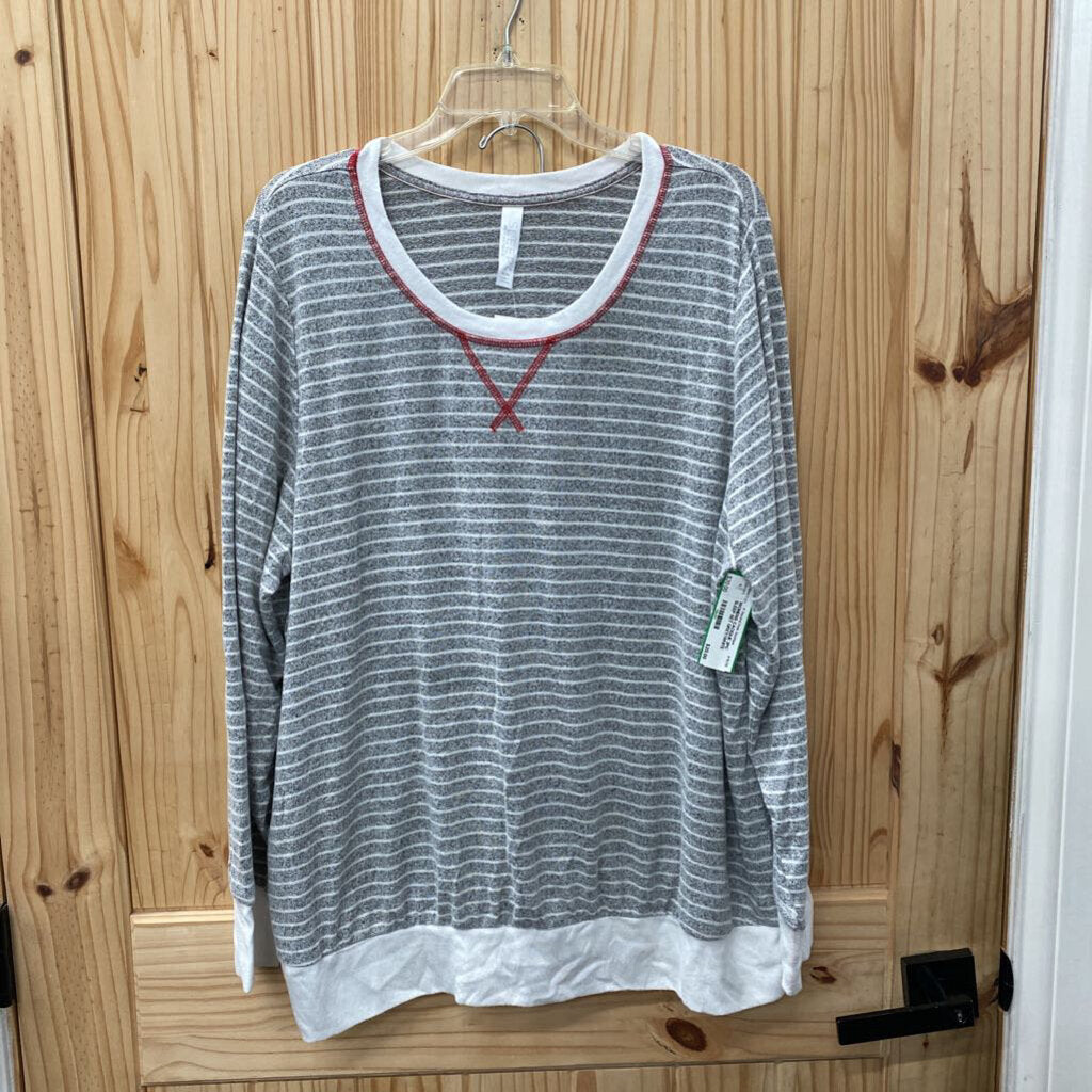 WOMENS CACIQUE 2PC SLEEP SET GREY/WHITE STRIPE 18/20 NWT