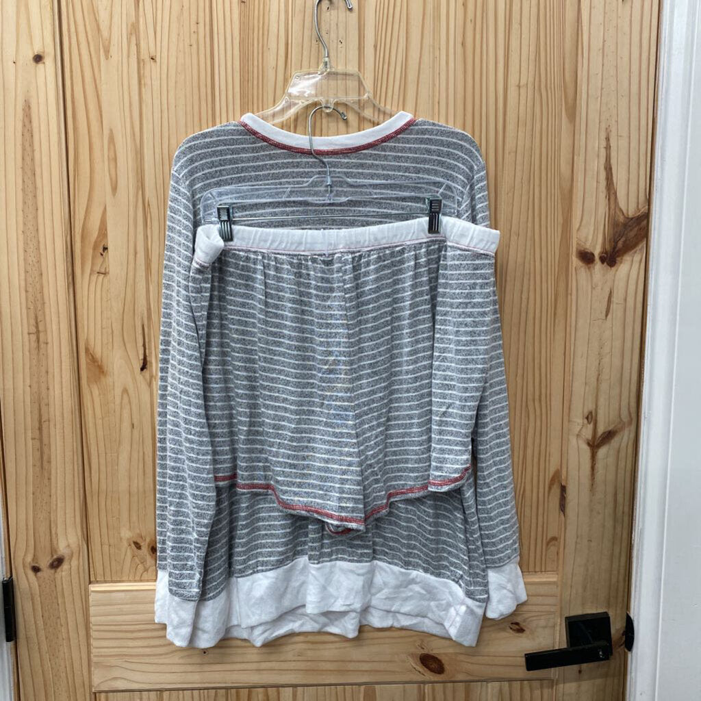 WOMENS CACIQUE 2PC SLEEP SET GREY/WHITE STRIPE 18/20 NWT
