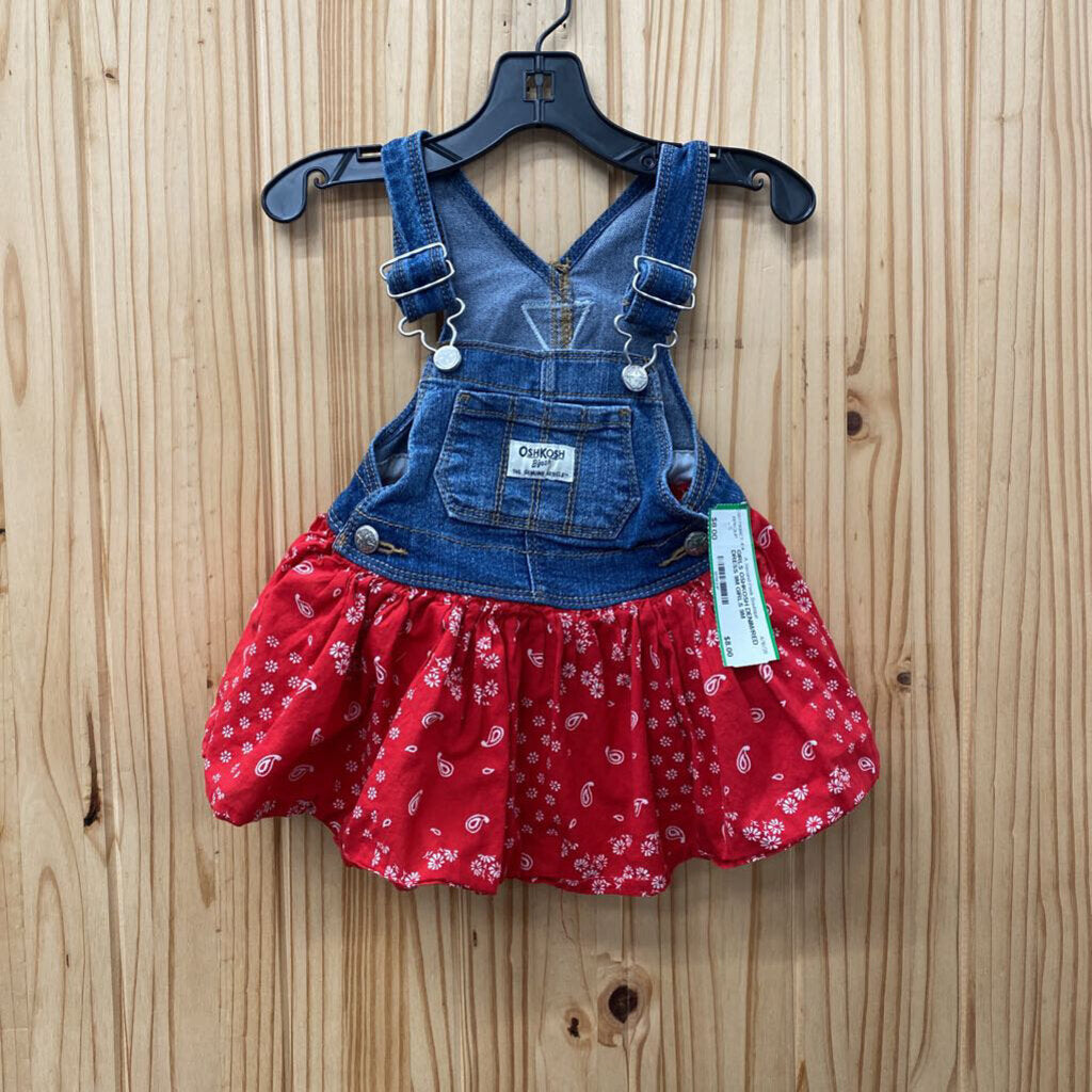GIRLS OSHKOSH DENIM/RED DRESS 9M