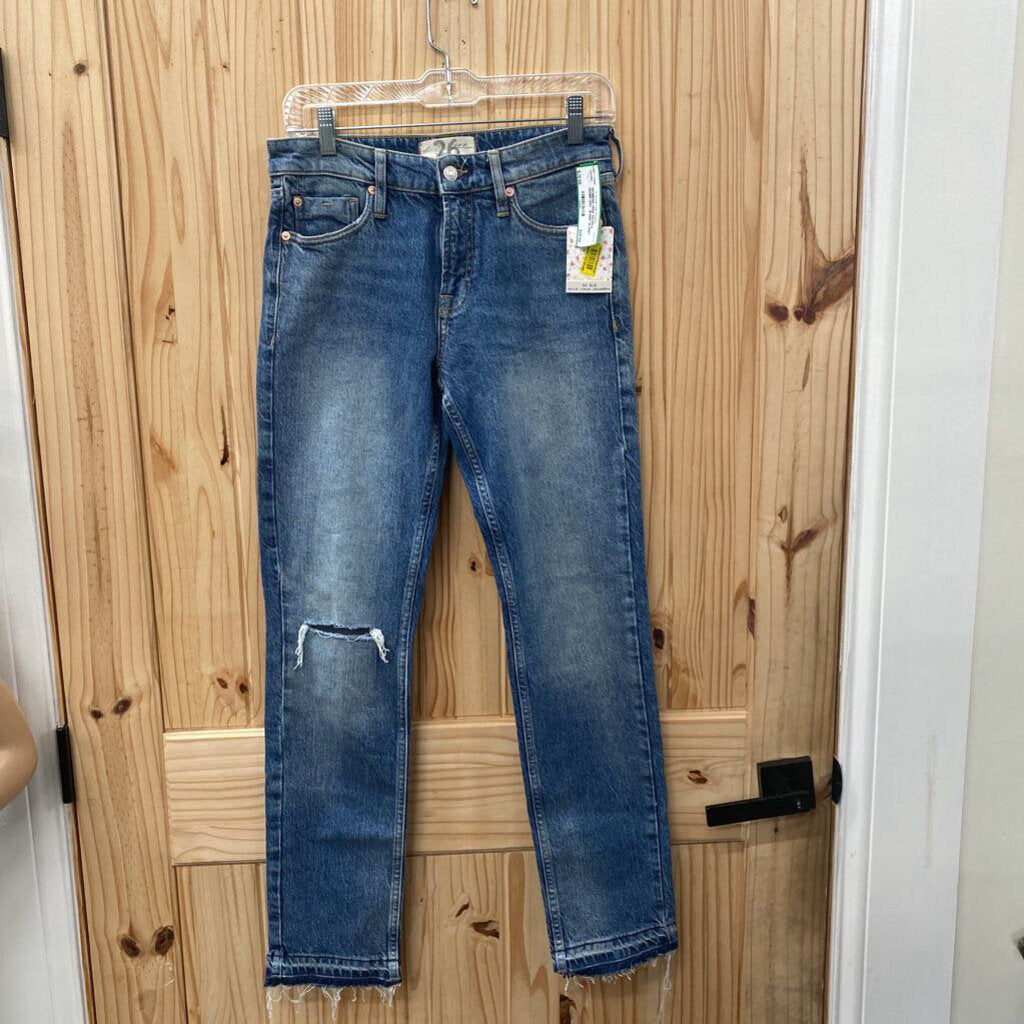 WOMENS FREE PEOPLE DENIM DIST. JEANS 26 NWT