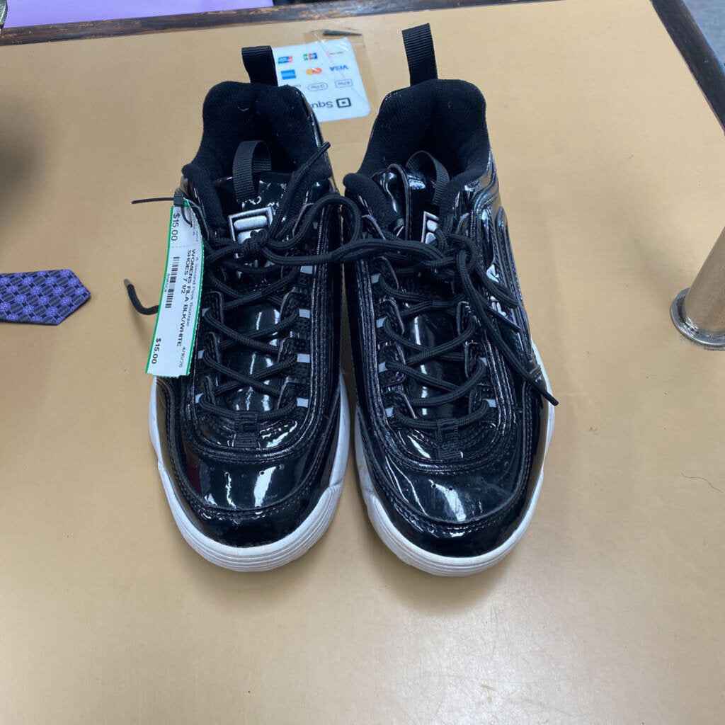 WOMENS FILA BLK/WHITE SHOES 7 1/2