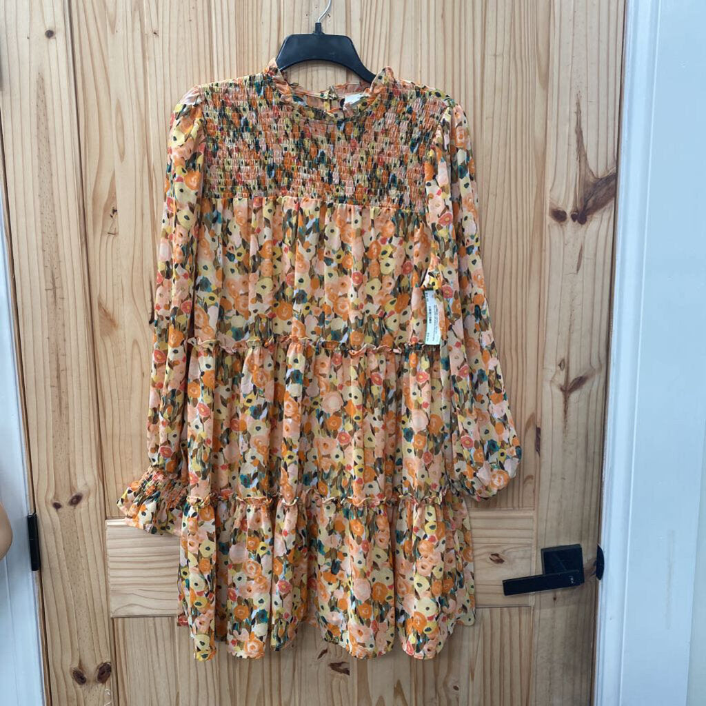 WOMENS ENTRO DRESS YELLOW/ORANGE/PEACH/GREEN M