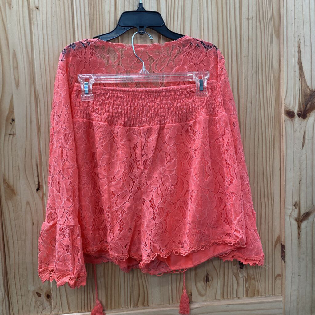 WOMENS CORAL 2PC SET L