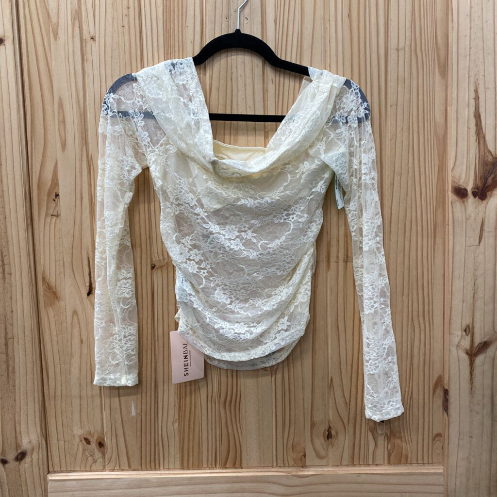WOMENS SHEIN BAE IVORY LACE TOP M NWT