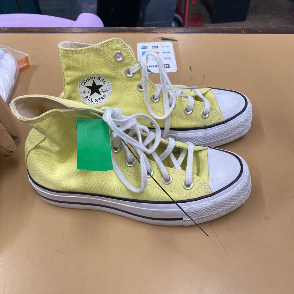 WOMENS CONVERSE SHOES NEON YELLOW/WHITE 6