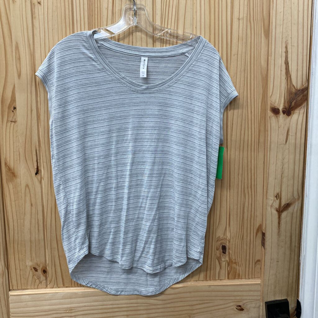 WOMENS ATHLETA GREY/WHITE STRIPE SHIRT S