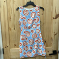 WOMENS PRINCESS POLLY SL DRESS SKY BLUE/WHITE/RED W/FLOWERS 2