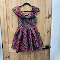 WOMENS LULUS BLK FLORAL DRESS S NWT