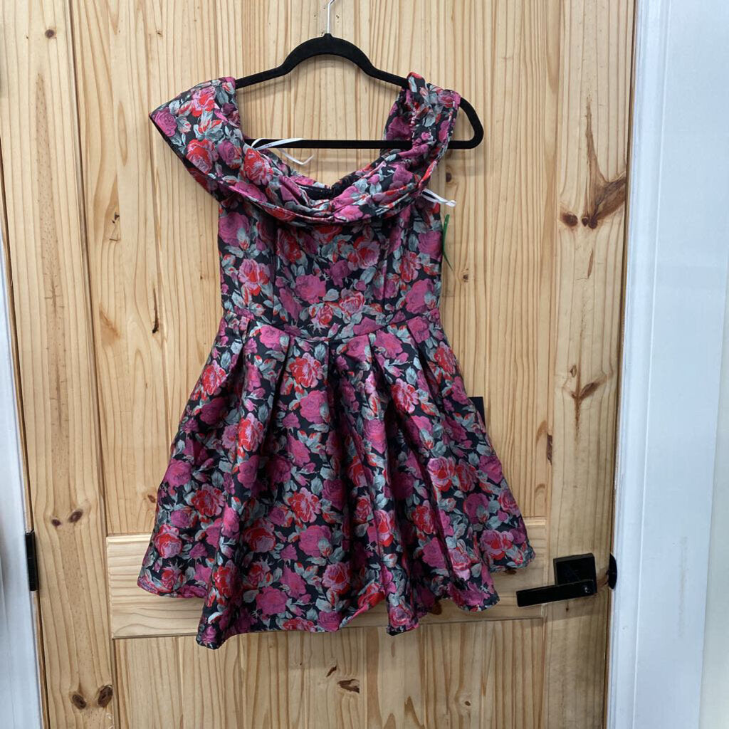 WOMENS LULUS BLK FLORAL DRESS S NWT