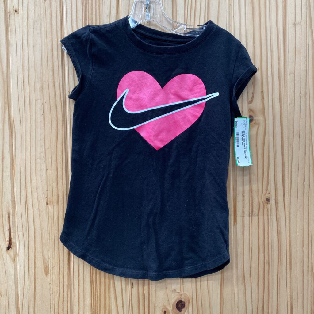 GIRLS NIKE SHIRT BLK/PINK W/HEART M 6