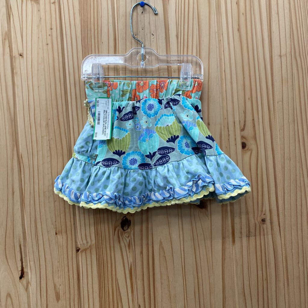 GIRLS MATILDA JANE SKORT MULTI COLOR W/FLOWERS 2T