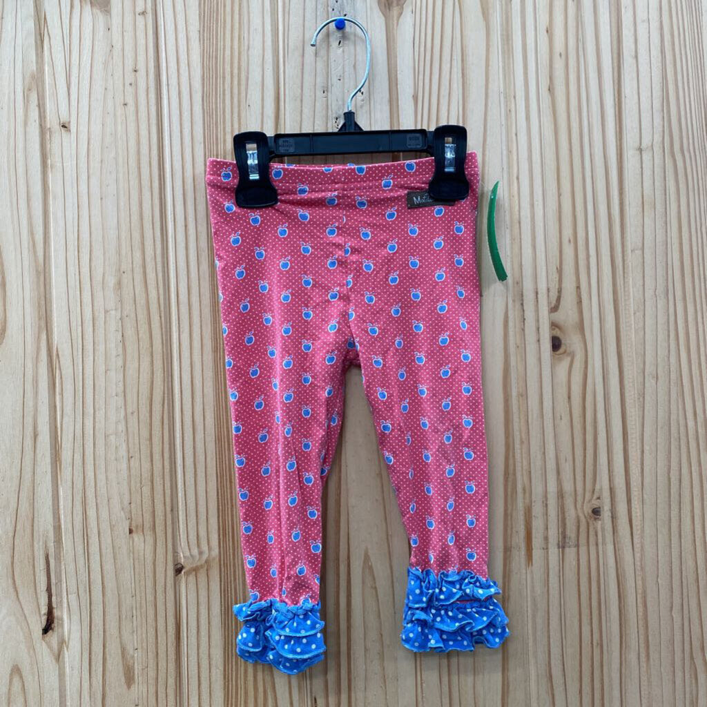 GIRLS MATILDA JANE RUFFLE PANTS PINK/VIOLET W/APPLES 18/24M