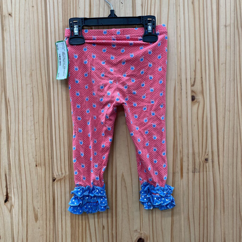 GIRLS MATILDA JANE RUFFLE PANTS PINK/VIOLET W/APPLES 18/24M