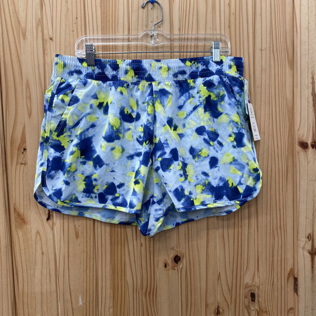 WOMENS ATHLETIC WORKS SHORTS LT BLUE/NEON YELLOW/NAVY BLUE L NWT
