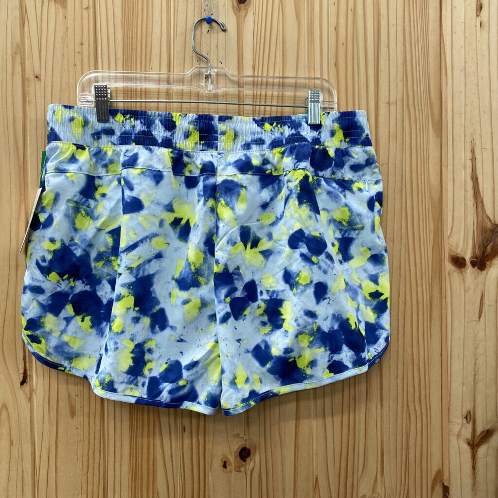 WOMENS ATHLETIC WORKS SHORTS LT BLUE/NEON YELLOW/NAVY BLUE L NWT