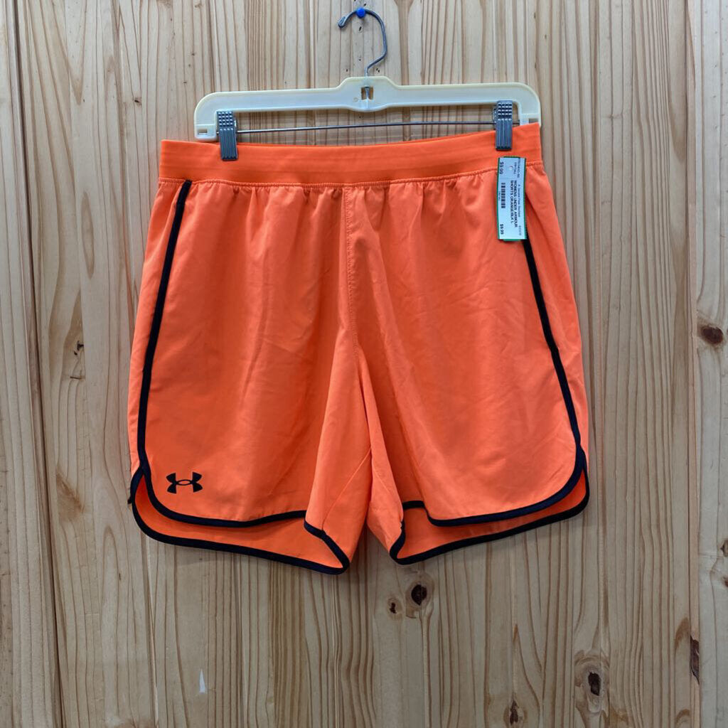 WOMENS UNDER ARMOUR SHORTS ORANGE/BLK L
