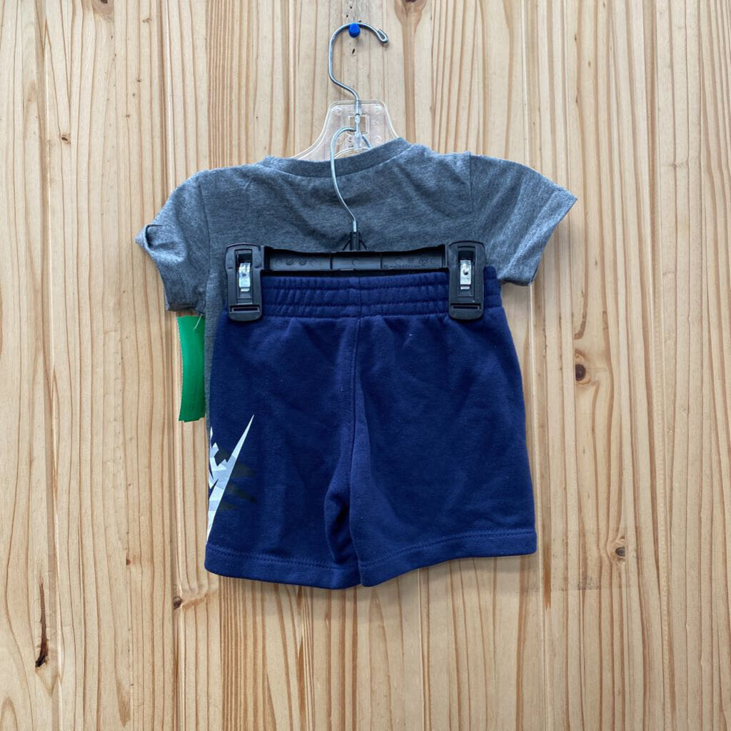 BOYS NIKE 3 BRAND 2PC SET GREY/NAVY BLUE/WHITE 12M