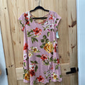 WOMENS HEART HIPS PINK FLORAL DRESS L