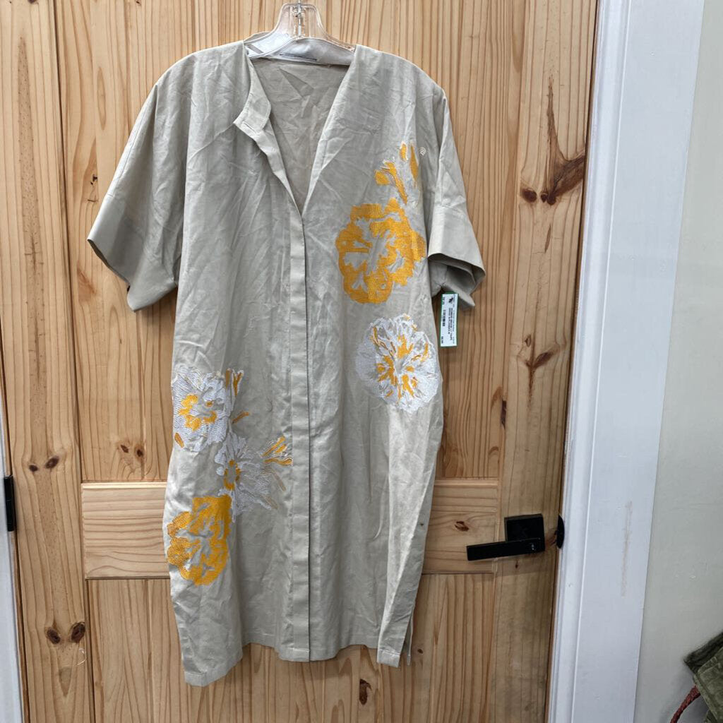 WOMENS MISOOK LT TAUPE DRESS W/FLOWERS M