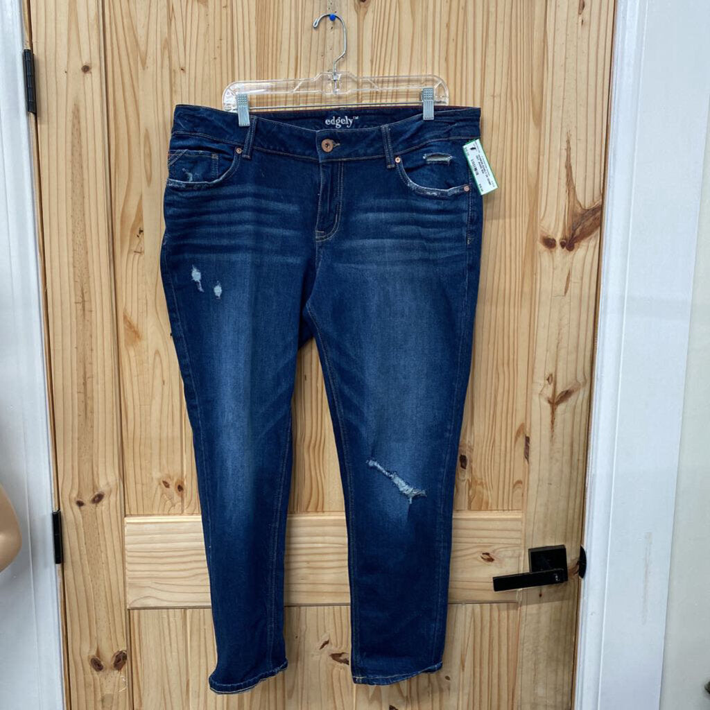 WOMENS EDGELY DK DENIM DIST. JEANS 16W
