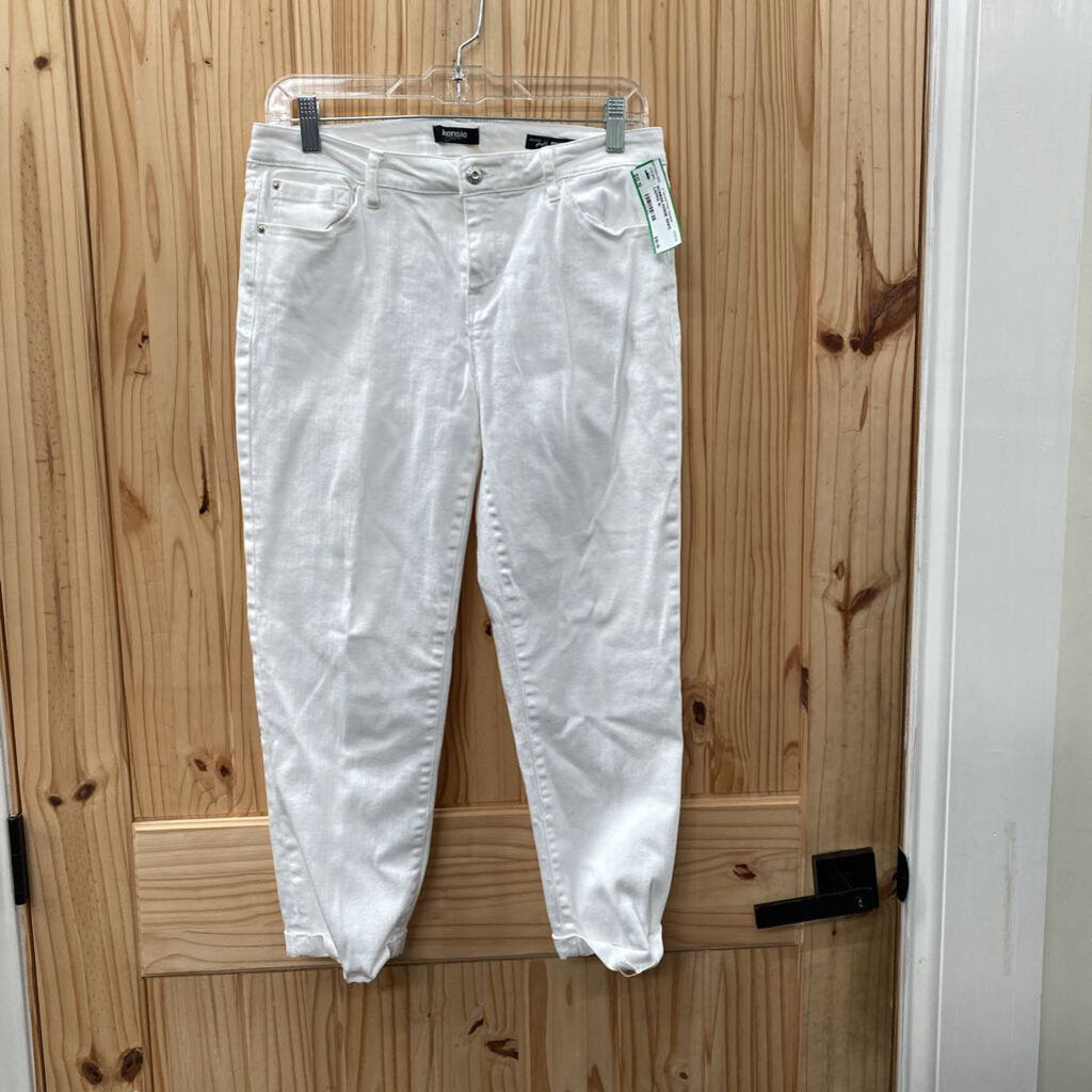 WOMENS KENSIE WHITE CAPRIS 10