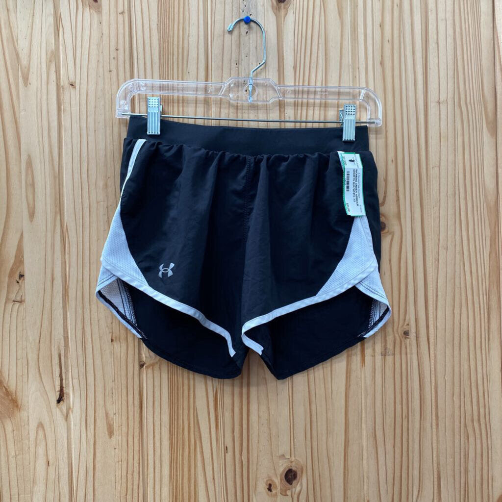 WOMENS UNDER ARMOUR SHORTS BLK/WHITE XS