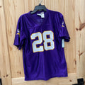 BOYS VIKINGS JERSEY # 28 PETERSON PURPLE/WHITE/YELLOW 18/20