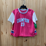 GIRLS CHAMPION 2PC SET DK PINK/WHITE/SKY BLUE 4T