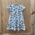 GIRLS WHITE DRESS W/MULTI COLOR BUTTERFLIES 6/7