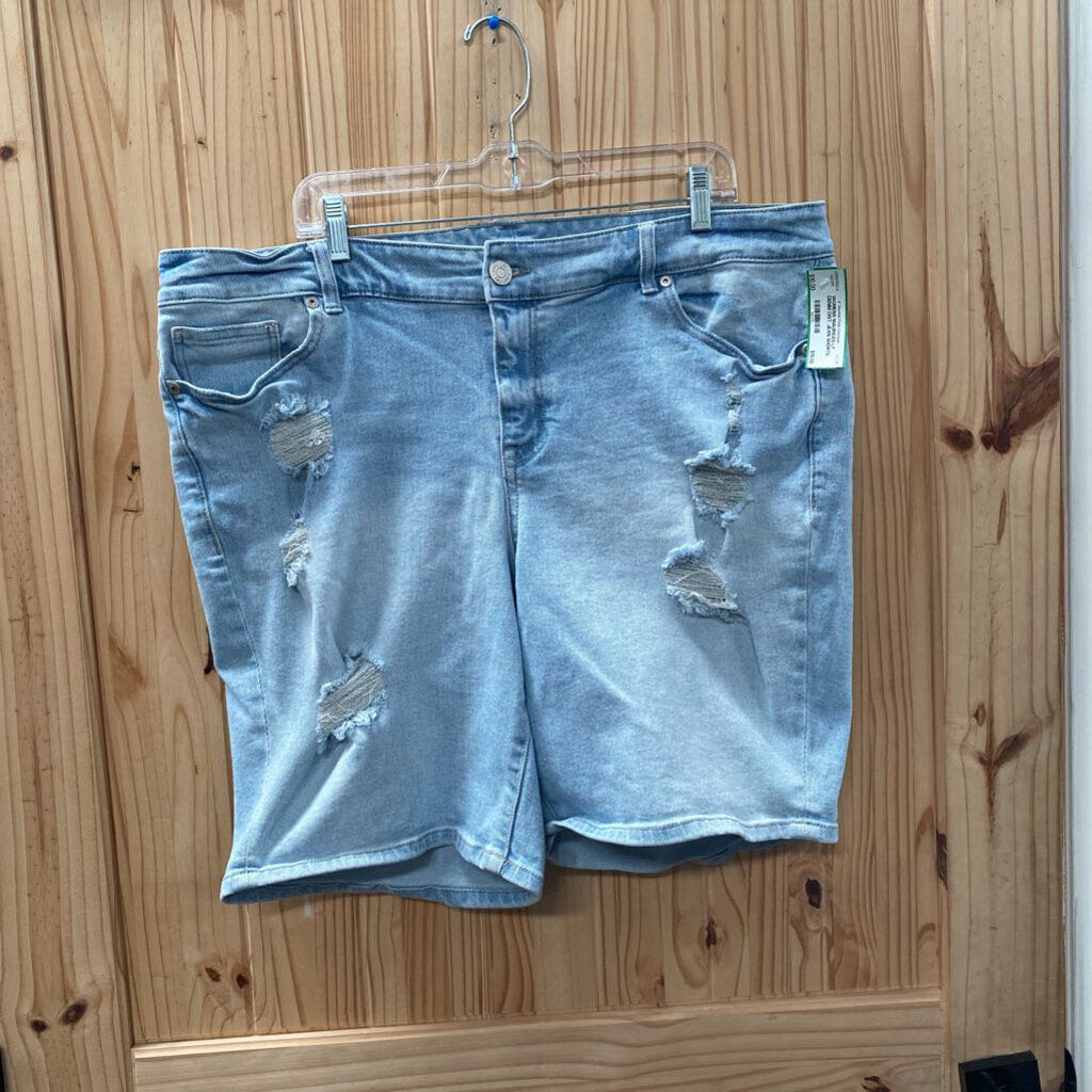WOMENS MAURICES LT DENIM DIST. JEAN SHORTS 20W