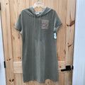 WOMENS CALVIN KLEIN OLIVE GREEN HOODED DRESS L