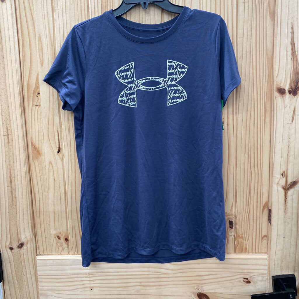 WOMENS UNDER ARMOUR NAVY BLUE/WHITE SHIRT M