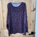 WOMENS CROFT & BARROW LS SHIRT WINE/GREEN PAISLEY DESIGN 3X