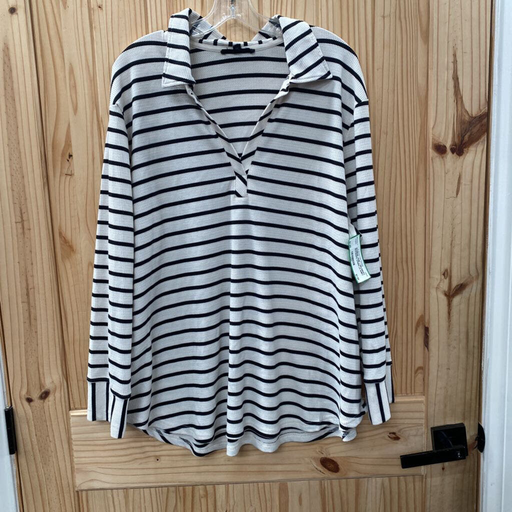 WOMENS JANE + DELANCEY BLK/WHITE STRIPE LS SHIRT 3X