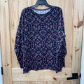 WOMENS CROFT & BARROW LS SHIRT BLK/PURPLE W/FLOWERS 3X