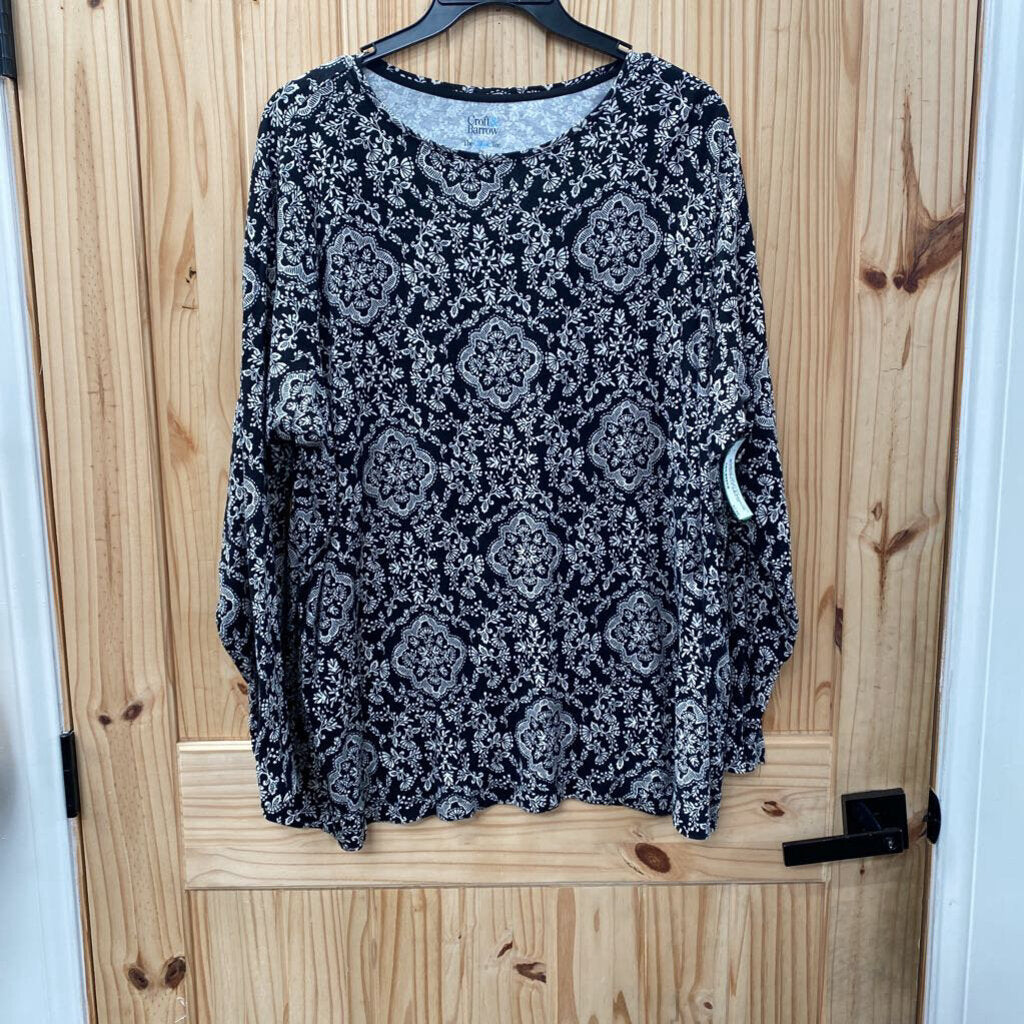 WOMENS CROFT & BARROW BLK/WHITE LS SHIRT 3X