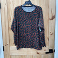 WOMENS CROFT & BARROW LS OLIVE GREEN/BLK/CORAL SHIRT 3X