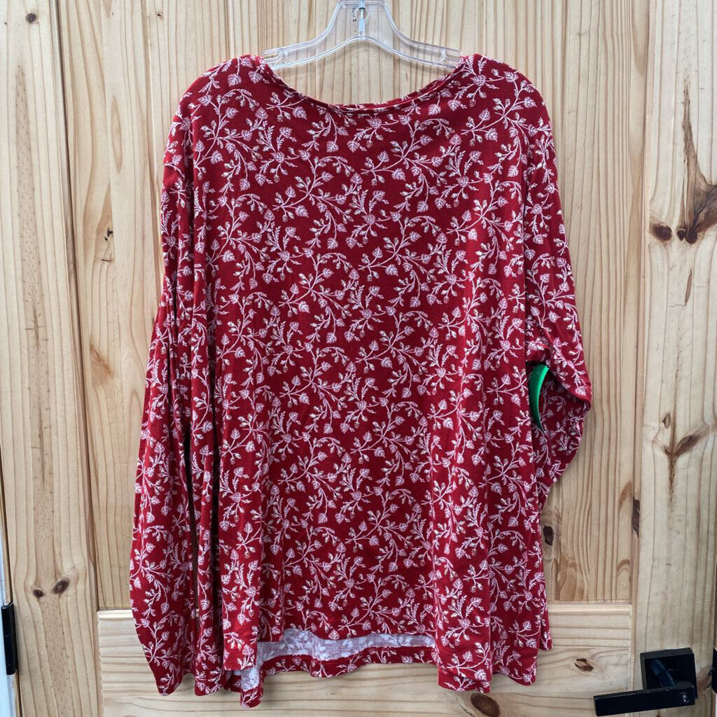 WOMENS CROFT & BARROW RED/WHITE LS SHIRT 3X