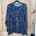 WOMENS CROFT & BARROW LS SHIRT BLUE/TAN/DK GREEN PAISLEY DESIGN 3X