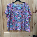 WOMENS KIM ROGERS PINK PAISLEY DESIGN SHIRT 3X