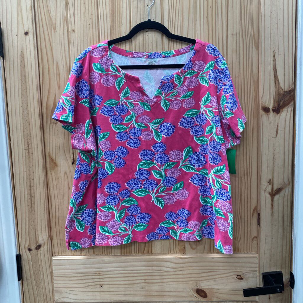 WOMENS KIM ROGERS SK PINK SHIRT W/PLANTS/FLOWERS 3X