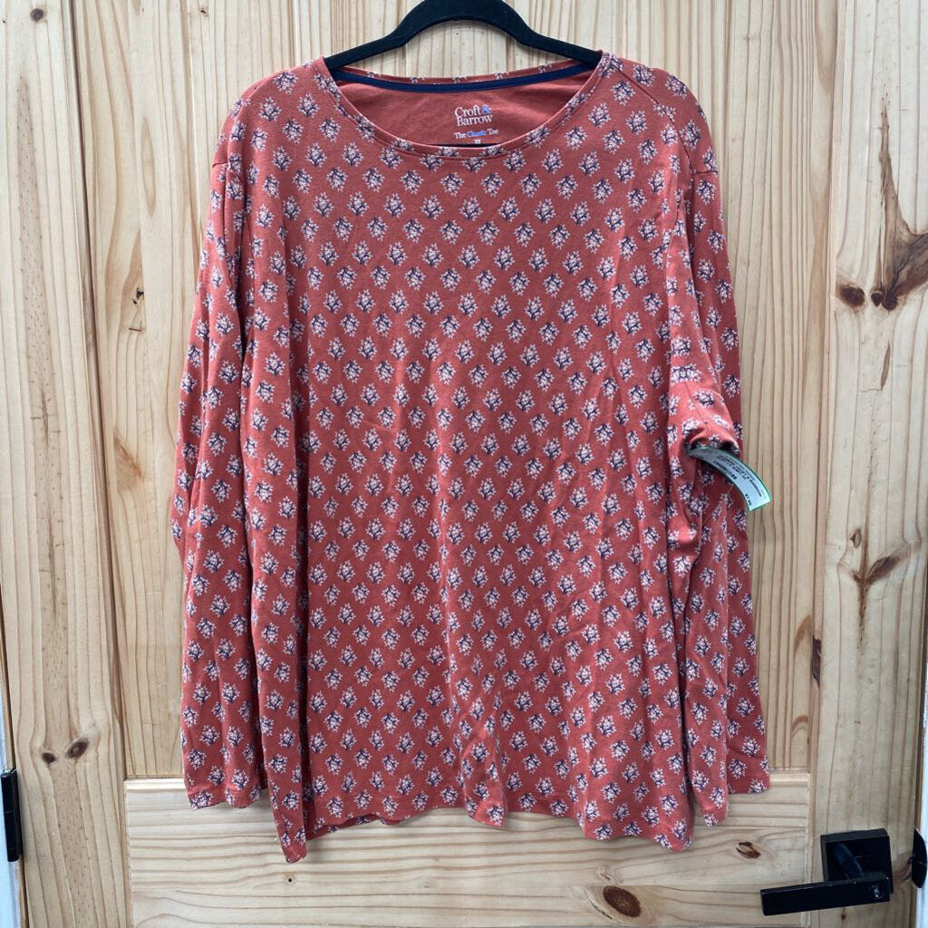 WOMENS CROFT & BARROW RUST LS SHIRT 3X