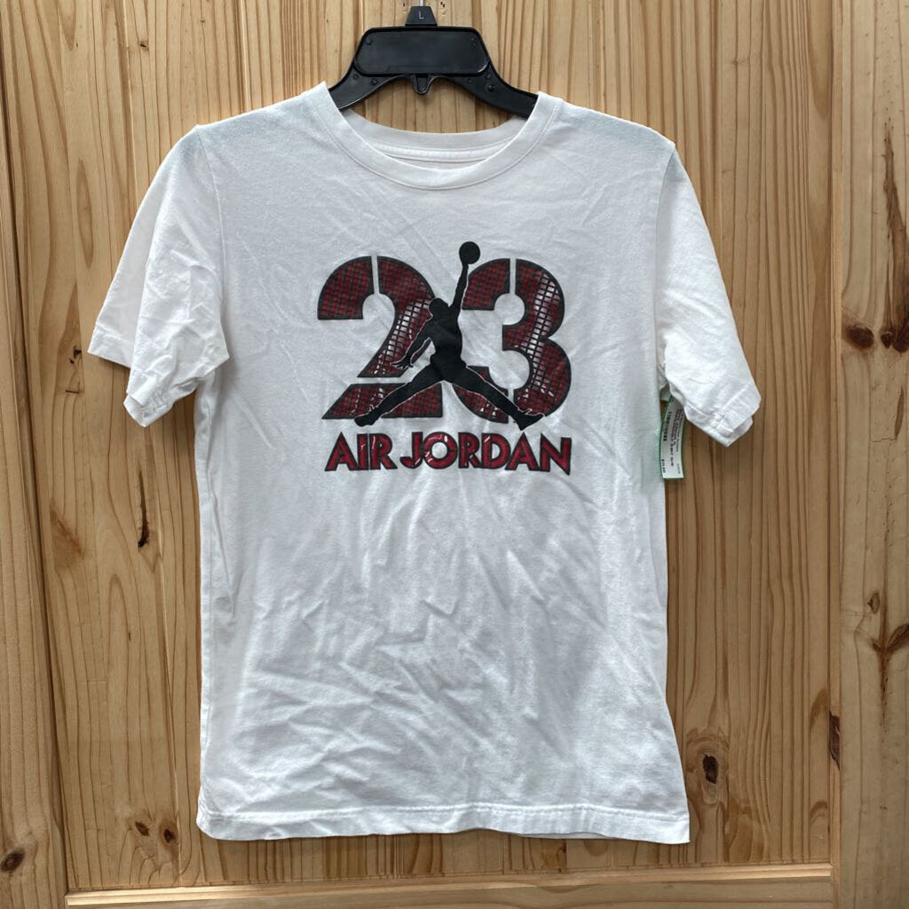 BOYS JORDAN XL WHITE/RED/BLK SHIRT 13/15
