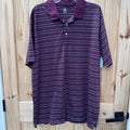 MENS PGA TOUR POLO SHIRT PLUM/BLK/SKY BLUE STRIPED XXL