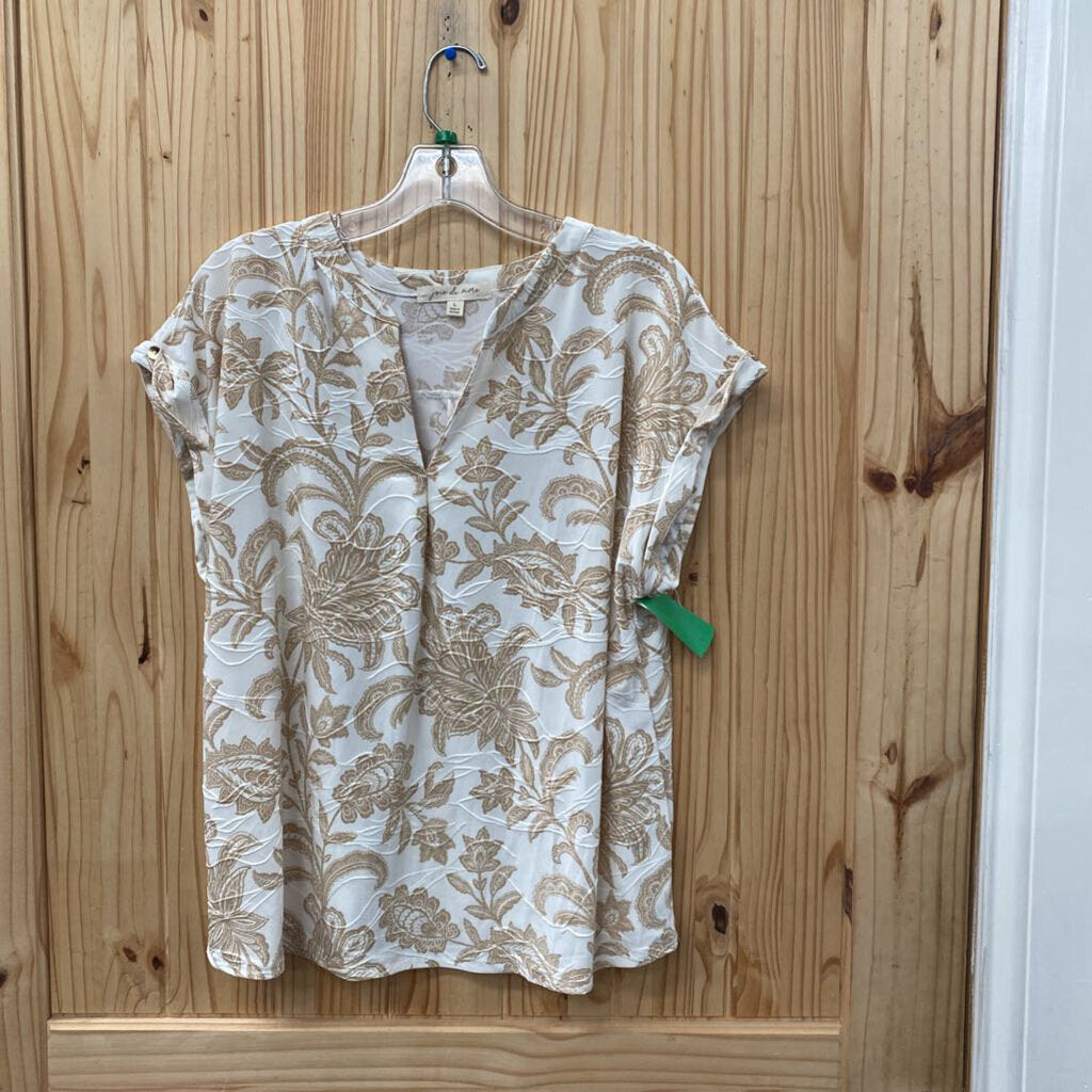 WOMENS JOIE DE VIVRE CREAM PAISLEY TOP L