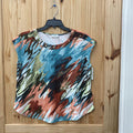 WOMENS RIO & RIAN CASUAL TOP MAUVE/SKY BLUE/GREEN L