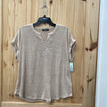 WOMENS CABLE & GAUGE BEIGE TOP XL