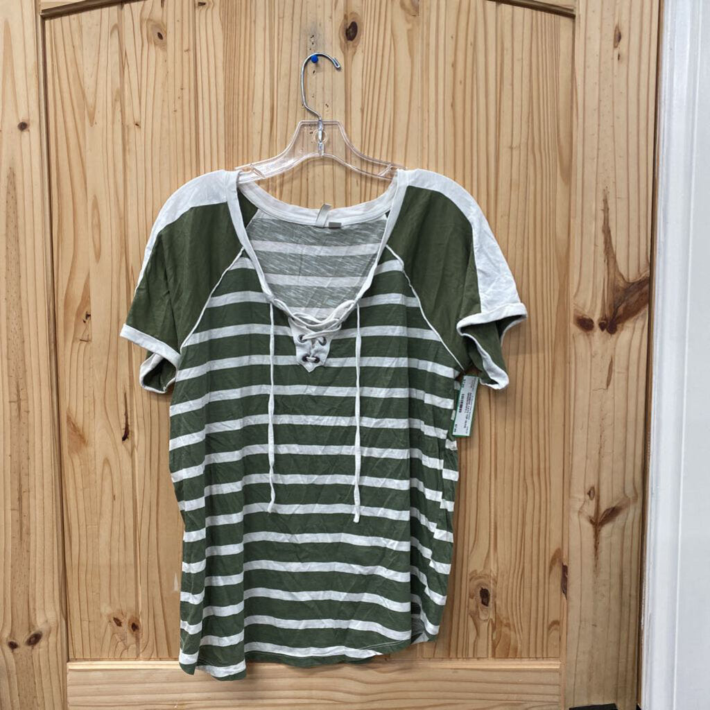 WOMENS CATO TOP OLIVE GREEN/WHITE L